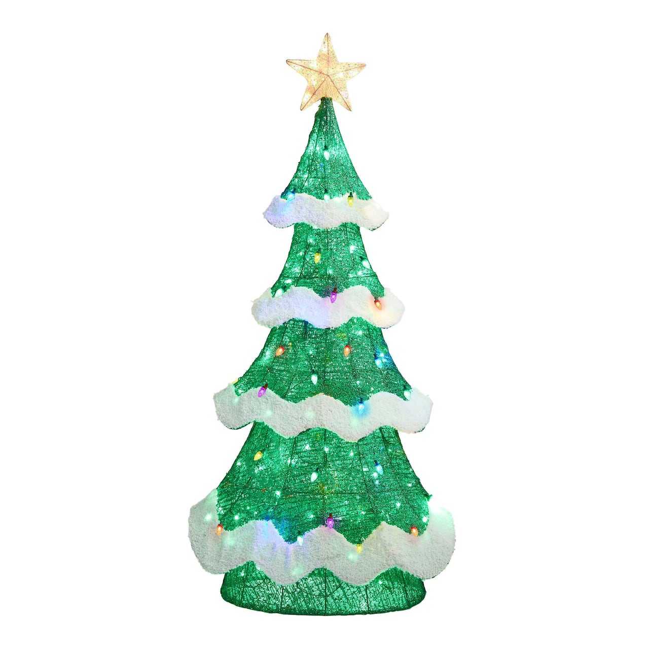 Glitzhome® 74.5"H Lighted Christmas 3D Mesh Tree Outdoor Decor